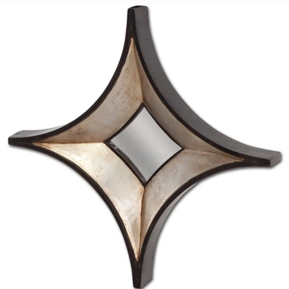 Mercana Ovallas Champagne Wood Frame Star-Shaped Mirrors-Set of 3